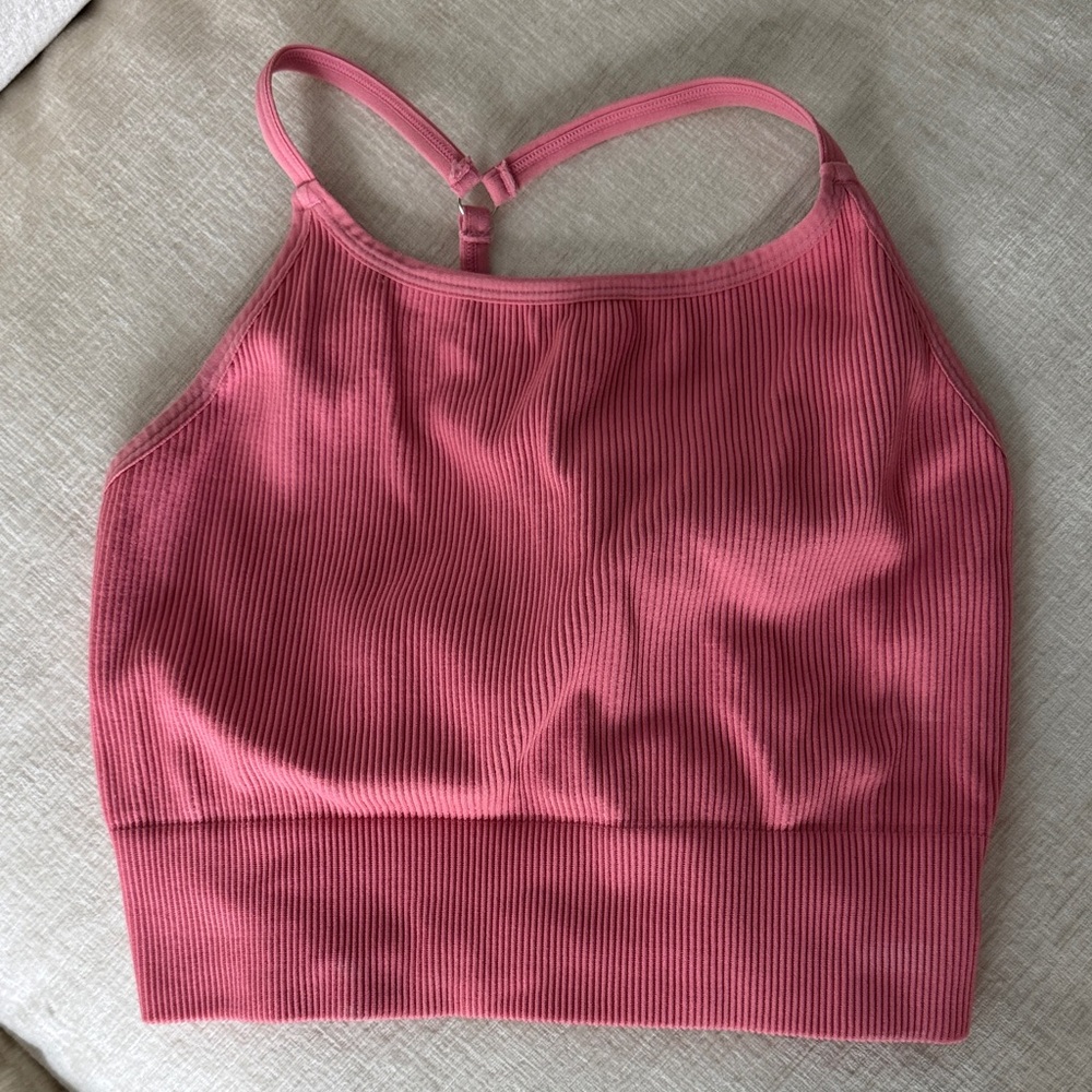 Pink Ribbed free people movement tank